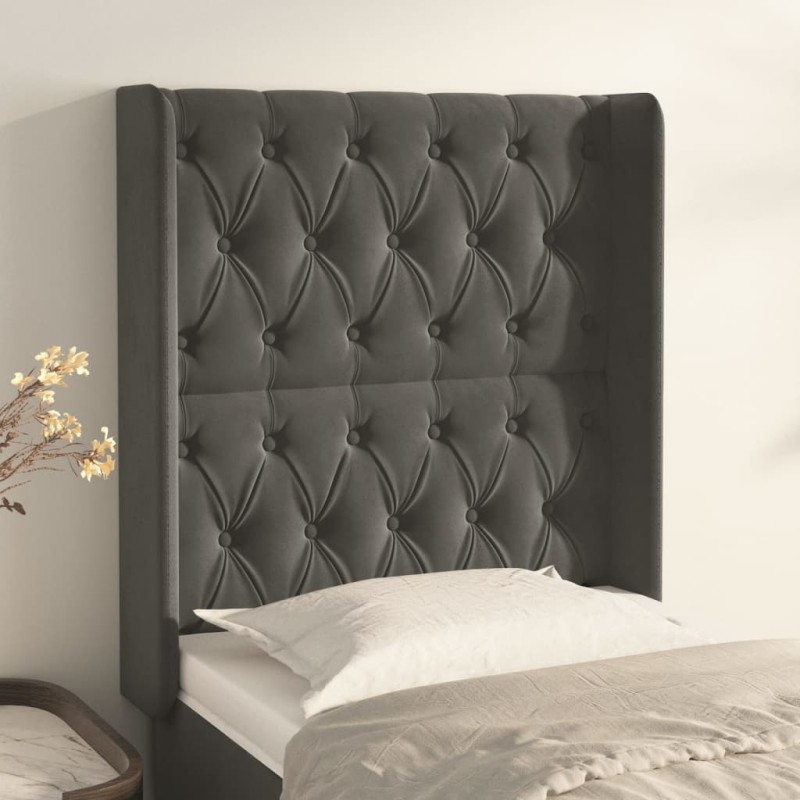 Testiera ad Orecchio Grigio Scuro 83x16x118/128 cm in Velluto Testiera ad Orecchio Grigio Scuro 83x16x118/128 cm in Velluto