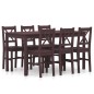 vidaXL Set da Pranzo 7 pz in Legno di Pino Marrone Scuro vidaXL Set da Pranzo 7 pz in Legno di Pino Marrone Scuro