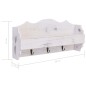 vidaXL Appendiabiti a Muro Bianco 50x10x23 cm in Legno vidaXL Appendiabiti a Muro Bianco 50x10x23 cm in Legno