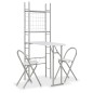 vidaXL Set Tavolo Sedie Pieghevoli con Scaffale 3pz MDF Acciaio Bianco vidaXL Set Tavolo Sedie Pieghevoli con Scaffale 3pz MDF Acciaio Bianco
