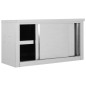 vidaXL Armadio da Cucina con Ante Scorrevoli 90x40x50cm Acciaio Inox vidaXL Armadio da Cucina con Ante Scorrevoli 90x40x50cm Acciaio Inox