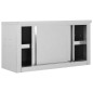 vidaXL Armadio da Cucina con Ante Scorrevoli 90x40x50cm Acciaio Inox vidaXL Armadio da Cucina con Ante Scorrevoli 90x40x50cm Acciaio Inox
