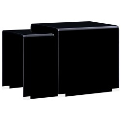 vidaXL Tavolini ad Incastro 2pz Nero 42x42x41,5cm in Vetro Temperato 
