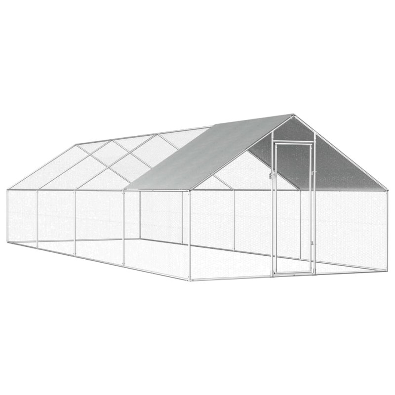 vidaXL Gabbia per Polli da Esterno 2,75x8x1,92m in Acciaio Zincato   