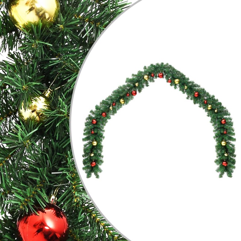 vidaXL Ghirlanda di Natale Decorata con Palline 20 m vidaXL Ghirlanda di Natale Decorata con Palline 20 m