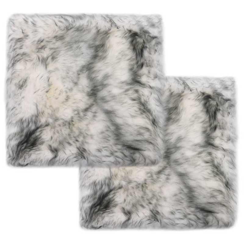 vidaXL Cuscini Sedie 2pz Melange Grigio Scuro 40x40cm Pelle di Montone vidaXL Cuscini Sedie 2pz Melange Grigio Scuro 40x40cm Pelle di Montone