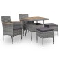 vidaXL Set Pranzo da Giardino 5 pz Grigio Polyrattan e Legno d'Acacia vidaXL Set Pranzo da Giardino 5 pz Grigio Polyrattan e Legno d'Acacia