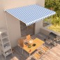 Tenda da Sole Retrattile Manuale 450x300 cm Blu e Bianca Tenda da Sole Retrattile Manuale 450x300 cm Blu e Bianca