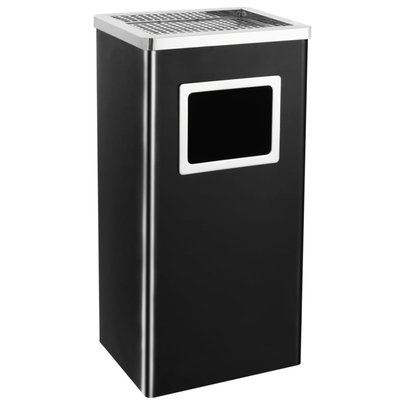 vidaXL Pattumiera con Posacenere da Albergo 45 L Acciaio Nero vidaXL Pattumiera con Posacenere da Albergo 45 L Acciaio Nero