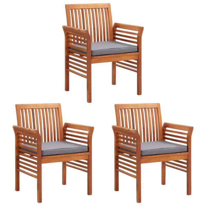 vidaXL Sedie da Pranzo per Giardino e Cuscini 3 pz Massello di Acacia vidaXL Sedie da Pranzo per Giardino e Cuscini 3 pz Massello di Acacia