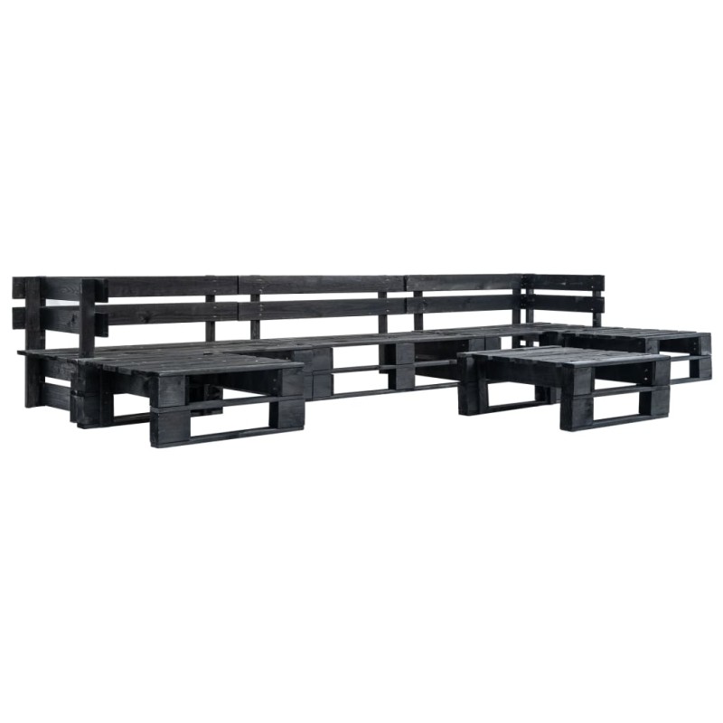 vidaXL Set Divani da Giardino su Pallet 6 pz Nero in Legno vidaXL Set Divani da Giardino su Pallet 6 pz Nero in Legno