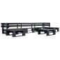 vidaXL Set Divani da Giardino su Pallet 6 pz Nero in Legno vidaXL Set Divani da Giardino su Pallet 6 pz Nero in Legno