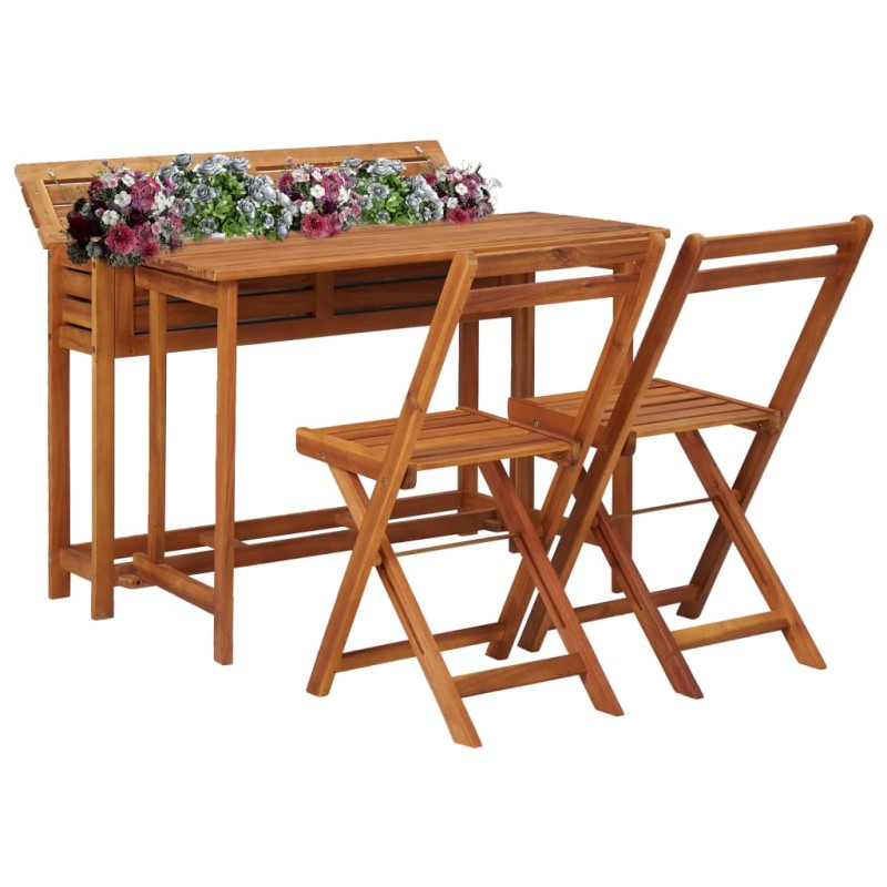 vidaXL Tavolo da Giardino con Fioriera e 2 Sedie Bistrot Legno Acacia vidaXL Tavolo da Giardino con Fioriera e 2 Sedie Bistrot Legno Acacia