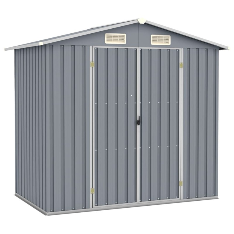 vidaXL Capanno da Giardino Grigio 205x129x183 cm in Acciaio Zincato 