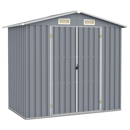 vidaXL Capanno da Giardino Grigio 205x129x183 cm in Acciaio Zincato 