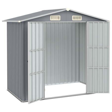 vidaXL Capanno da Giardino Grigio 205x129x183 cm in Acciaio Zincato 