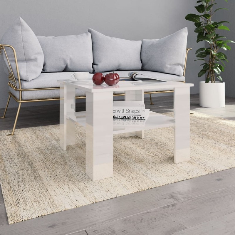 vidaXL Tavolino da Caffè Bianco Lucido 60x60x42 cm in Truciolato vidaXL Tavolino da Caffè Bianco Lucido 60x60x42 cm in Truciolato