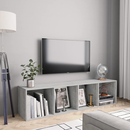 vidaXL Libreria/Mobile TV Grigio Cemento 143x30x36 cm