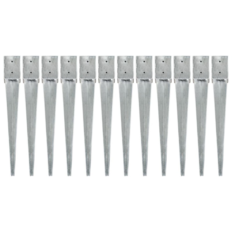 vidaXL Picchetti di Terra 12 pz Argento 10x10x76 cm in Acciaio Zincato vidaXL Picchetti di Terra 12 pz Argento 10x10x76 cm in Acciaio Zincato