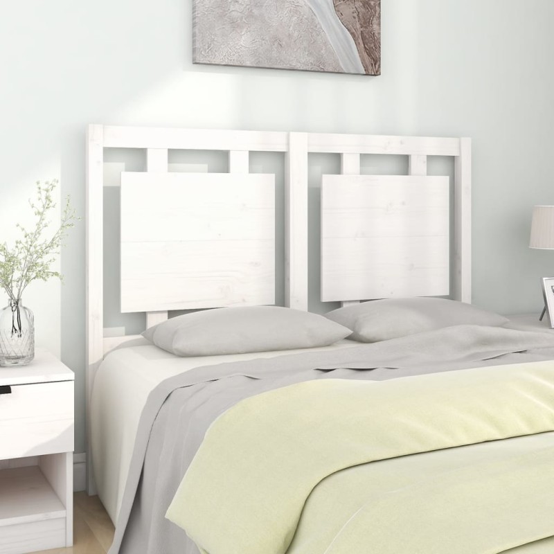 Testiera per Letto Bianca 125,5x4x100 cm Legno Massello di Pino Testiera per Letto Bianca 125,5x4x100 cm Legno Massello di Pino
