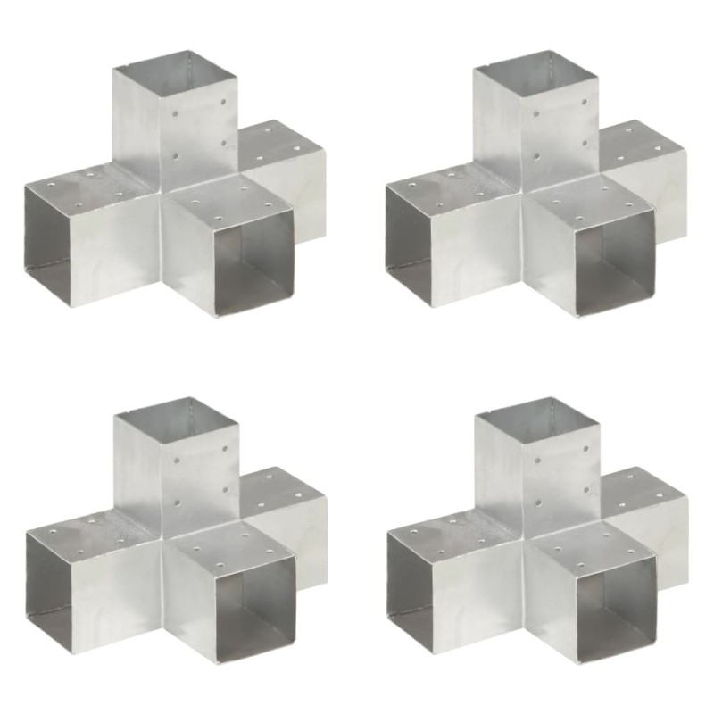 vidaXL Connettori per Pali a Forma di X 4 pz in Metallo Zincato 91x91 mm vidaXL Connettori per Pali a Forma di X 4 pz in Metallo Zincato 91x91 mm