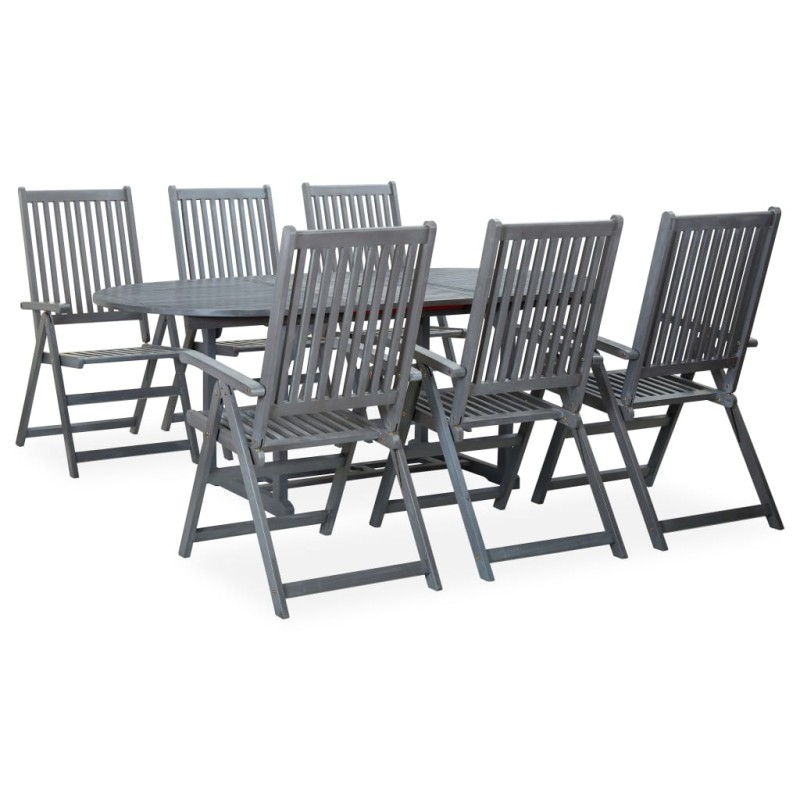 vidaXL Set da Pranzo da Giardino 7 pz Legno Massello di Acacia Grigio vidaXL Set da Pranzo da Giardino 7 pz Legno Massello di Acacia Grigio