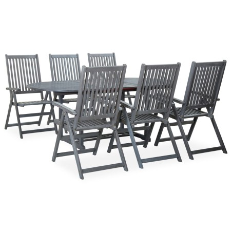vidaXL Set da Pranzo da Giardino 7 pz Legno Massello di Acacia Grigio