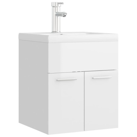 Mobile Bagno con Lavabo Integrato Bianco Lucido in Truciolato