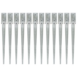 vidaXL Picchetti di Terra 12 pz Argento 7x7x75 cm Acciaio Galvanizzato