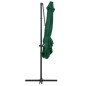 vidaXL Ombrellone a Sbalzo con LED e Palo in Acciaio 250x250 cm Verde vidaXL Ombrellone a Sbalzo con LED e Palo in Acciaio 250x250 cm Verde