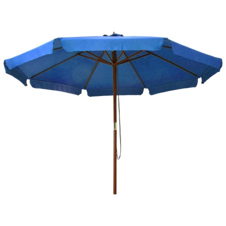 vidaXL Ombrellone da Esterni con Palo in Legno 330 cm Azzurro