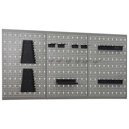 vidaXL Pannelli per Utensili a Parete 3 pz 40x58 cm Acciaio
