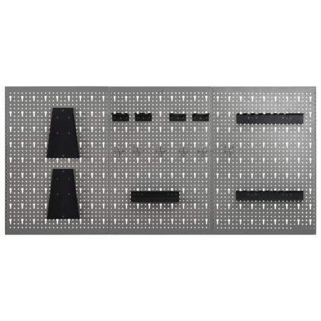 vidaXL Pannelli per Utensili a Parete 3 pz 40x58 cm Acciaio