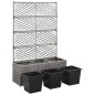 vidaXL Letto Rialzato a Traliccio 3 Vasi 83x30x130cm Polyrattan Grigio vidaXL Letto Rialzato a Traliccio 3 Vasi 83x30x130cm Polyrattan Grigio