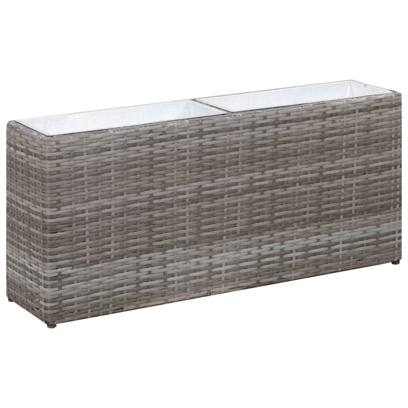 vidaXL Letto Rialzato con 2 Vasi 90x20x40 cm Polyrattan Grigio vidaXL Letto Rialzato con 2 Vasi 90x20x40 cm Polyrattan Grigio