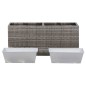 vidaXL Letto Rialzato con 2 Vasi 90x20x40 cm Polyrattan Grigio vidaXL Letto Rialzato con 2 Vasi 90x20x40 cm Polyrattan Grigio
