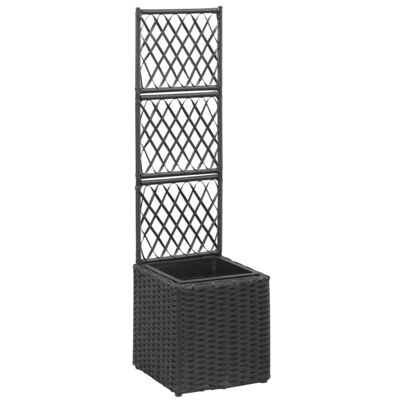 vidaXL Letto Rialzato con Traliccio 1 Vaso 30x30x107cm Polyrattan Nero vidaXL Letto Rialzato con Traliccio 1 Vaso 30x30x107cm Polyrattan Nero