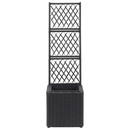 vidaXL Letto Rialzato con Traliccio 1 Vaso 30x30x107cm Polyrattan Nero