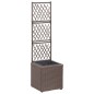 vidaXL Letto Rialzato Traliccio 1 Vaso 30x30x107cm Polyrattan Marrone vidaXL Letto Rialzato Traliccio 1 Vaso 30x30x107cm Polyrattan Marrone
