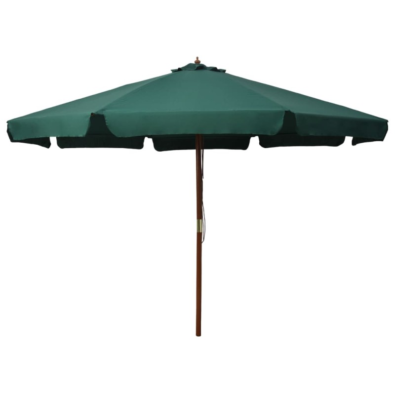 vidaXL Ombrellone da Esterni con Palo in Legno 330 cm Verde vidaXL Ombrellone da Esterni con Palo in Legno 330 cm Verde