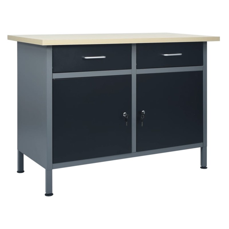 vidaXL Banco da Lavoro Nero 120x60x85 cm in Acciaio vidaXL Banco da Lavoro Nero 120x60x85 cm in Acciaio