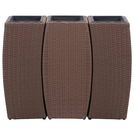 vidaXL Letti Rialzati da Giardino 3 pz in Polyrattan Marrone