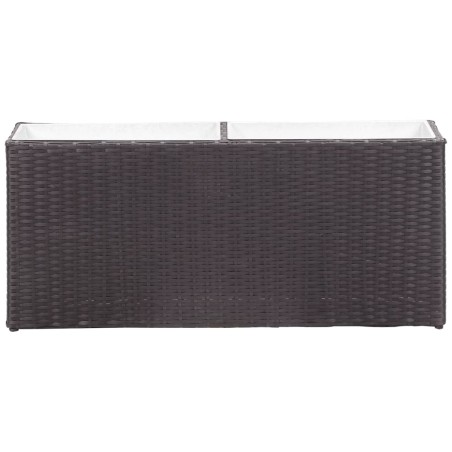 vidaXL Letto Rialzato da Giardino 2 Vasi 90x20x40 cm Polyrattan Nero