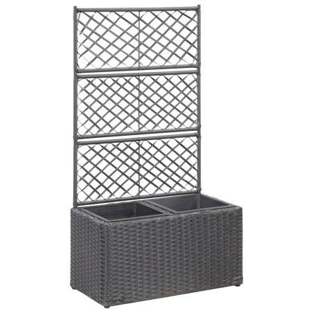 vidaXL Letto Rialzato a Traliccio 2 Vasi 58x30x107 cm Polyrattan Nero