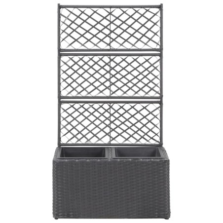 vidaXL Letto Rialzato a Traliccio 2 Vasi 58x30x107 cm Polyrattan Nero