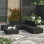 vidaXL Set Divani da Giardino 6 pz con Cuscini in Polyrattan Nero vidaXL Set Divani da Giardino 6 pz con Cuscini in Polyrattan Nero