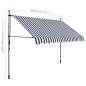 vidaXL Tenda da Sole Retrattile Manuale con LED 300 cm Blu e Bianca