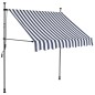 vidaXL Tenda da Sole Retrattile Manuale con LED 200 cm Blu e Bianca vidaXL Tenda da Sole Retrattile Manuale con LED 200 cm Blu e Bianca