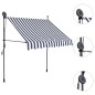 vidaXL Tenda da Sole Retrattile Manuale con LED 200 cm Blu e Bianca vidaXL Tenda da Sole Retrattile Manuale con LED 200 cm Blu e Bianca