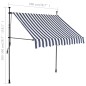 vidaXL Tenda da Sole Retrattile Manuale con LED 200 cm Blu e Bianca vidaXL Tenda da Sole Retrattile Manuale con LED 200 cm Blu e Bianca